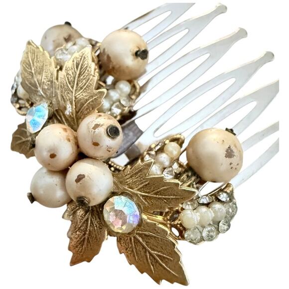 Bridal Hair Comb Vintage Gold Leaf Bronze Vintage Haskell Wedding Hairpiece - Picture 5 of 7